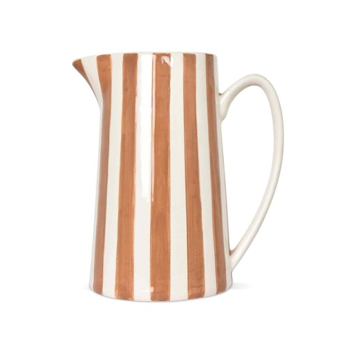 [OPJ015926] Vase céramique à rayures marron et blanches GM