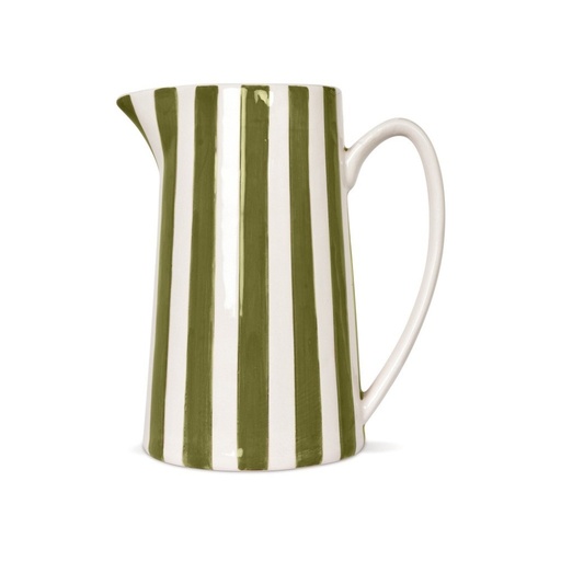 [OPJ017198] Vase céramique à rayures kaki et blanche GM