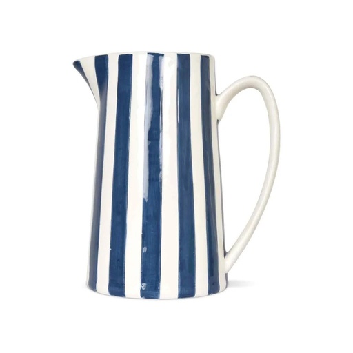 [OPJ015928] Vase céramique à rayures bleu et blanche GM