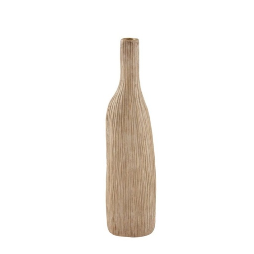 [COUINC043] Vase soliflore en forme bouteille nervures verticales sable GM