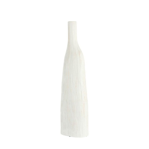 [COUINC039] Vase soliflore en forme bouteille nervures verticales blanc GM