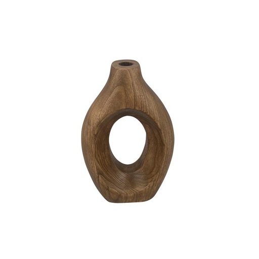 [COUJIN003] Vase en bois ovale ajouré coloris noyer