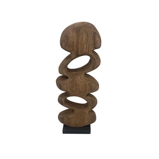 [COUJIN022] Sculpture en bois ajouré coloris noyer sur base noire
