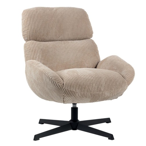 [CASFAUBISCAM11] Fauteuil Bissett tournant en velours côtelé beige
