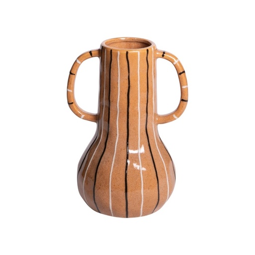 [BAD989028] Vase Zanzibar en grès cérame line orange