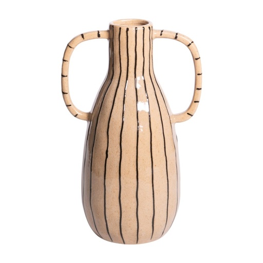 [BAD989031] Vase Zanzibar en grès cérame line beige