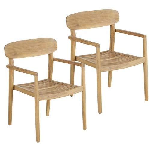 [CN623823] Lot de 2 Chaises à dîner de jardin professionnelles Falak Business en bois d'acacia