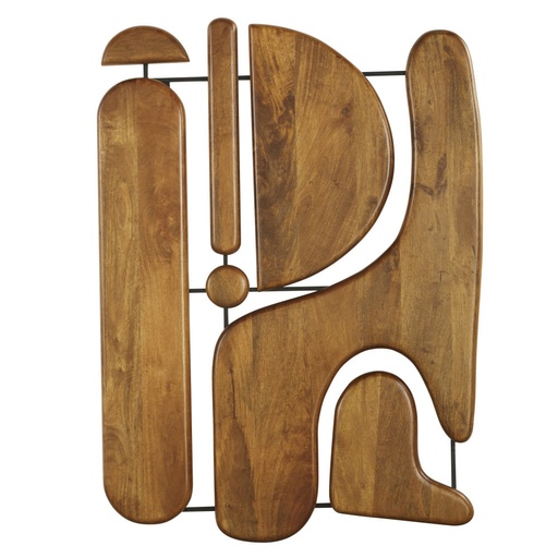 [CN223577] Déco murale abstraite Arsene en bois de manguier 89x123