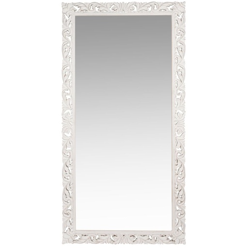 [CN119009] Grand miroir rectangulaire Lombok en en bois de manguier sculpté blanc 90x180