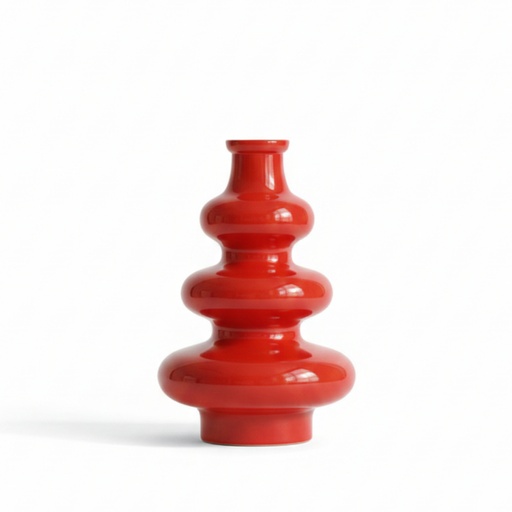 [FOI39958] Vase  3 boules en verre opaque orange 14x22 cm