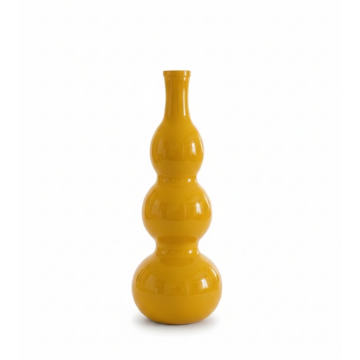 [FOI39818] Vase en verre opaque 3 boules moutarde 17x45 cm