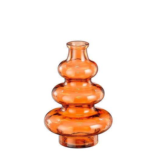 [FOI39810] Vase 3 boules en verre recyclé fumé orange 14.5x22cm