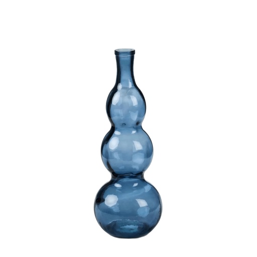 [FOI39817] Vase Jarron 3 boules en verre recyclé bleu