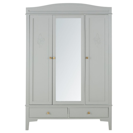 [CN124946] Armoire Jeannie 3 porte 2 tiroirs vert de gris