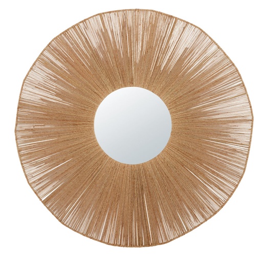 [CN324323] Miroir rond Cassie en jute marron D70