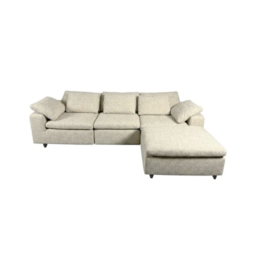 [KEN101030] Canapé d'angle modulable Austin 4/5 places en tissu texturé beige sable