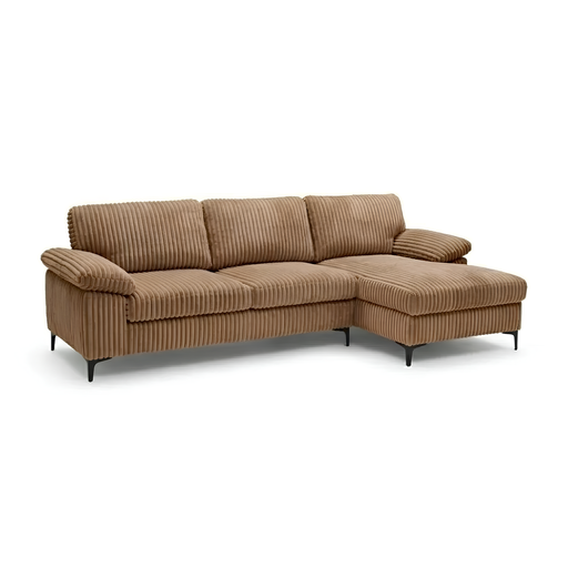 [KEN101036LG17R] Canapé d'angle droite Marcel 3/4 places en tissu côtelé taupe