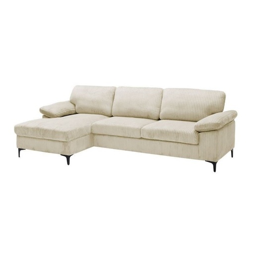 [KEN101036LG3L] Canapé d'angle gauche Marcel 3/4 places en tissu côtelé beige