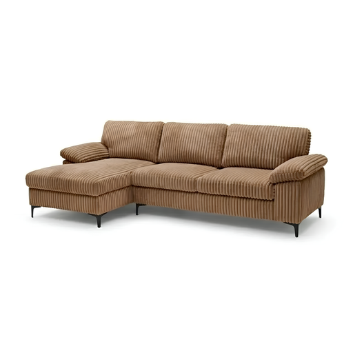 [KEN101036LG17L] Canapé d'angle gauche Marcel 3/4 places en tissu côtelé taupe