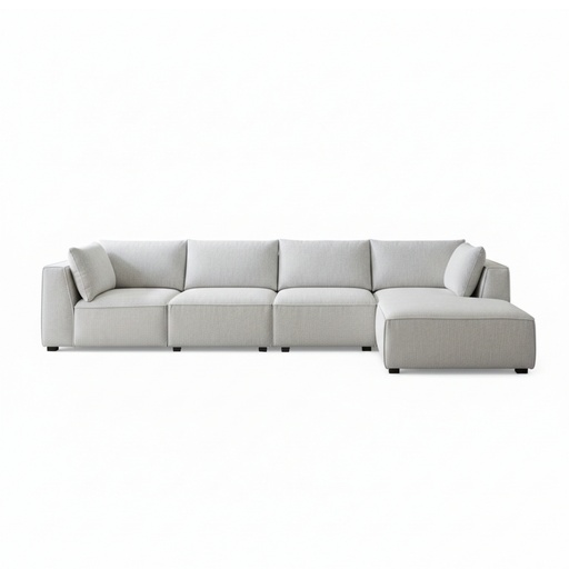 [CN224189] Canapé angle droit Falkor modulable 5 places gris clair chiné