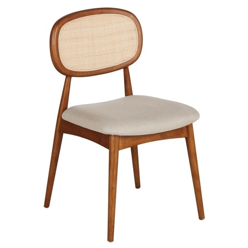 [CN924300] Chaise Fifty bois d'hévéa, lin écru et tressage