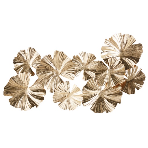 [CN623636] Déco murale Thais nénuphars en métal doré 125x68