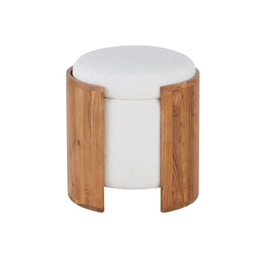 [CN524651] Pouf coffre Chandra bouclettes blanches et bois d'acacia