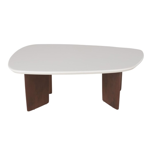[CN623457] Table basse Lausanne blanche pieds en bois d'acacia L114