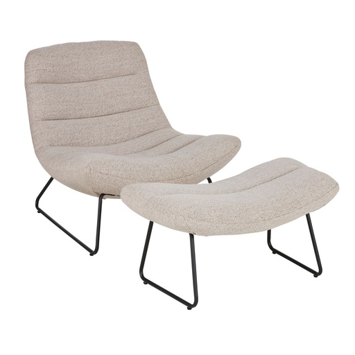 [CN524312] Fauteuil Moon et repose-pieds bouclettes grises