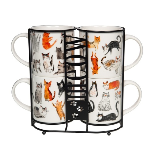 [BAD239030] Tour 4 mugs 38cl Félin coffee