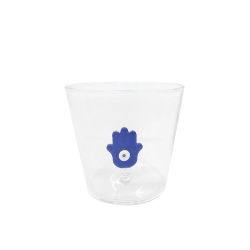 [OPJ018775] Verre gobelet 3D main bleu D8,5 H8cm
