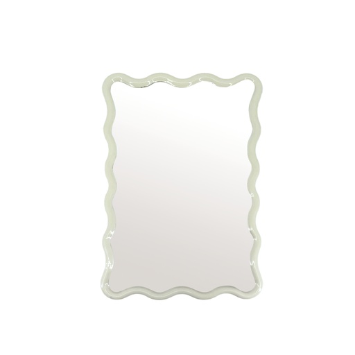 [OPJ018508] Miroir ondule rectangle pm ivoire H38cm