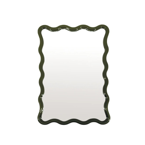 [OPJ018507] Miroir ondule rectangle pm kaki H38cm
