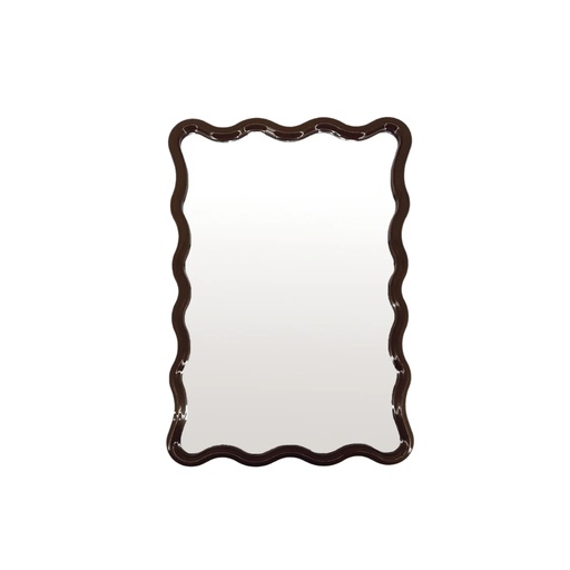 [OPJ018509] Miroir ondule rectangle pm marron H38cm