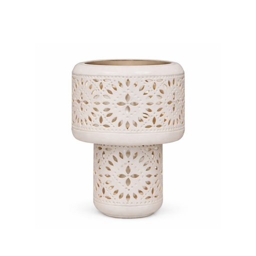 [OPJ018925] Lampe à poser Nora en métal Émaillé beige H39cm