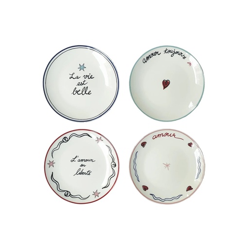 [OPJ017898] Coffret 4 assiettes dessert amour en liberté D19cm