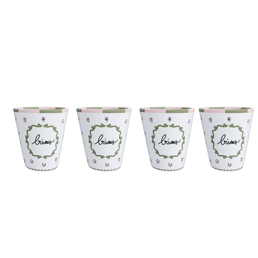 [OPJ018358] Coffret de 4 gobelets bisous D6,3 H7,2cm