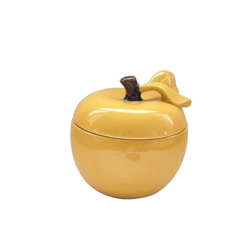 [OPJ018096] Boîte pomme en céramique safran D16,7 H17cm