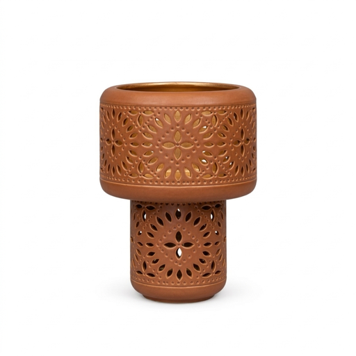 [OPJ018929] Lampe à poser Nora en métal émaillé marron H39cm