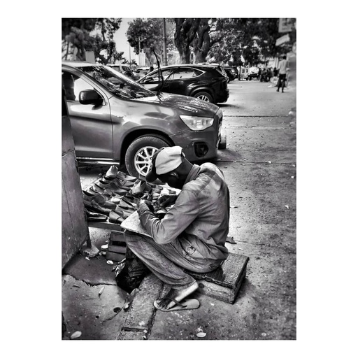 [CARCORDONNIER42X30] Tableau noir et blanc le cordonnier sans cadre 42x30