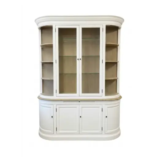 [CN616614M] Vaisselier flaubert  4 portes en pin recyclé blanc patiné