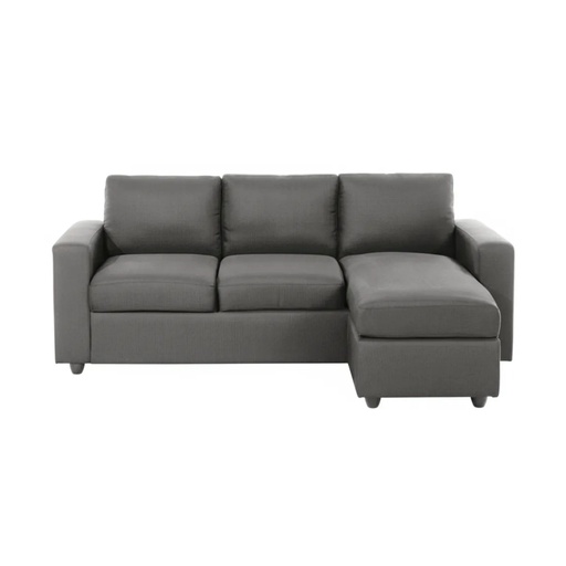 [CN613290M] Canapé d'angle Jules 3 places en velours gris