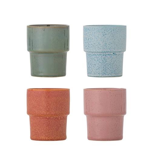 [BLO82072580] Coffret de 4 Tasse ewan en grès multicolore GM