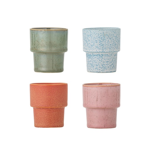 [BLO82072775] Coffret de 4 Tasse à expresso ewan en grès multicolore PM