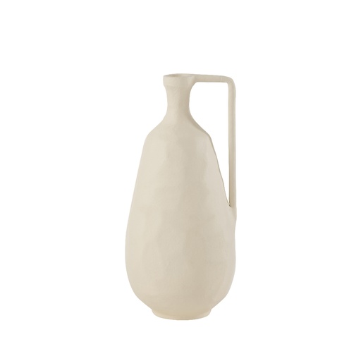 [JOL47571] Vase Goa avec anse en métal blanc large