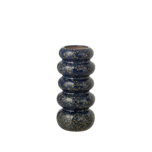 [JOL60392] Vase Anneaux pois PM en porcelaine bleu foncé