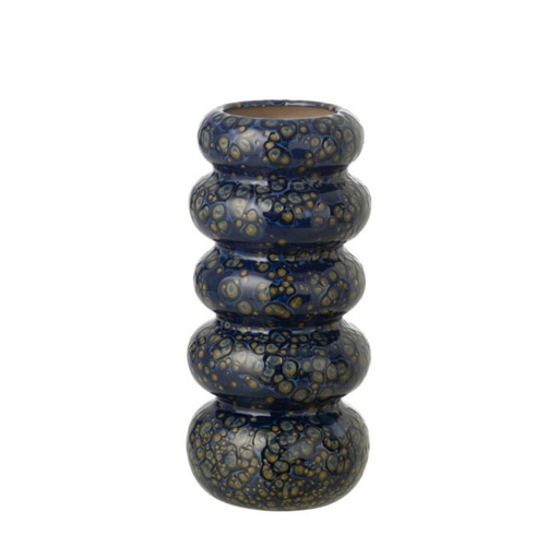 [JOL60393] Vase Anneaux pois GM en porcelaine bleu foncé