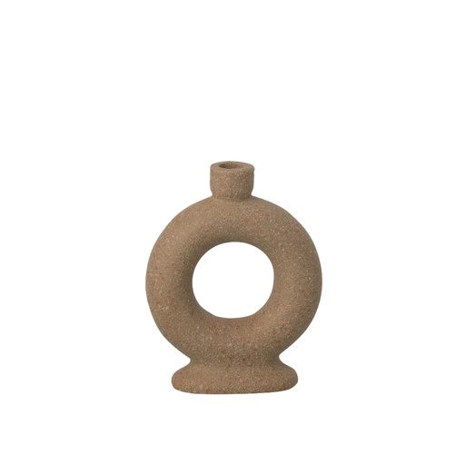 [JOL63114] Vase Soliflore 1 Anneau en grès taupe PM