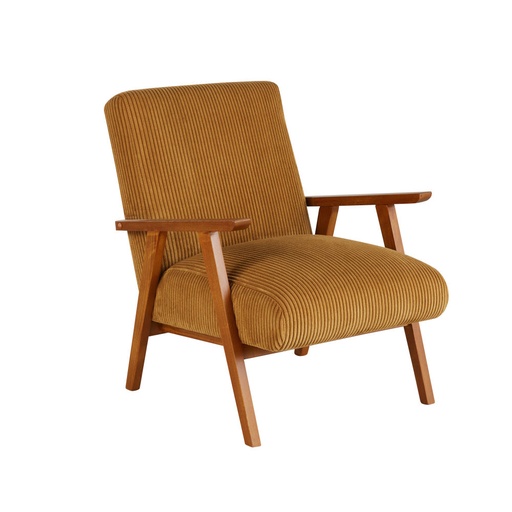 [CN624601] Fauteuil vintage Hermann en bois de hêtre et velours côtelé jaune curry