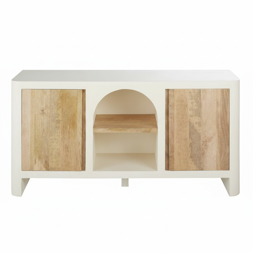 [CN823091M] Buffet 2 portes Sartene en bois de manguier et blanc crème